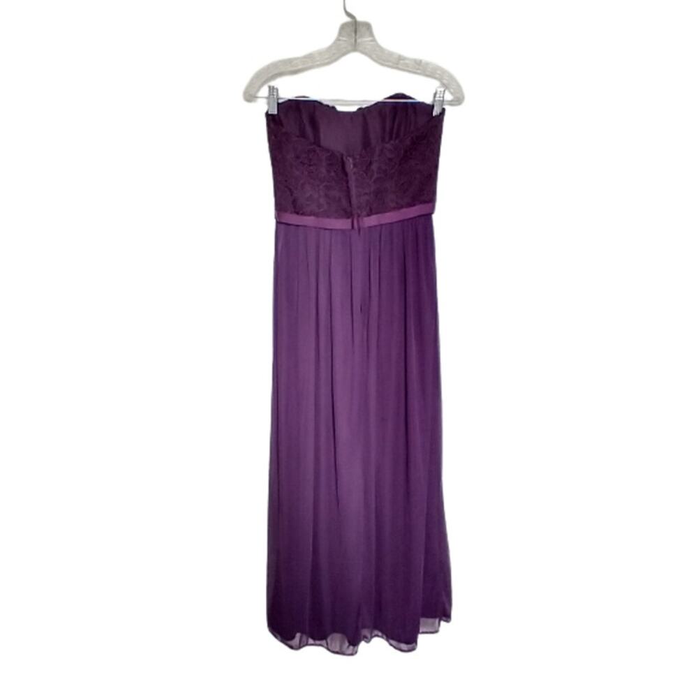 Davids Bridal Women's Strapless Long Gown Size 4 Purple Empire Waist Lace Bodice